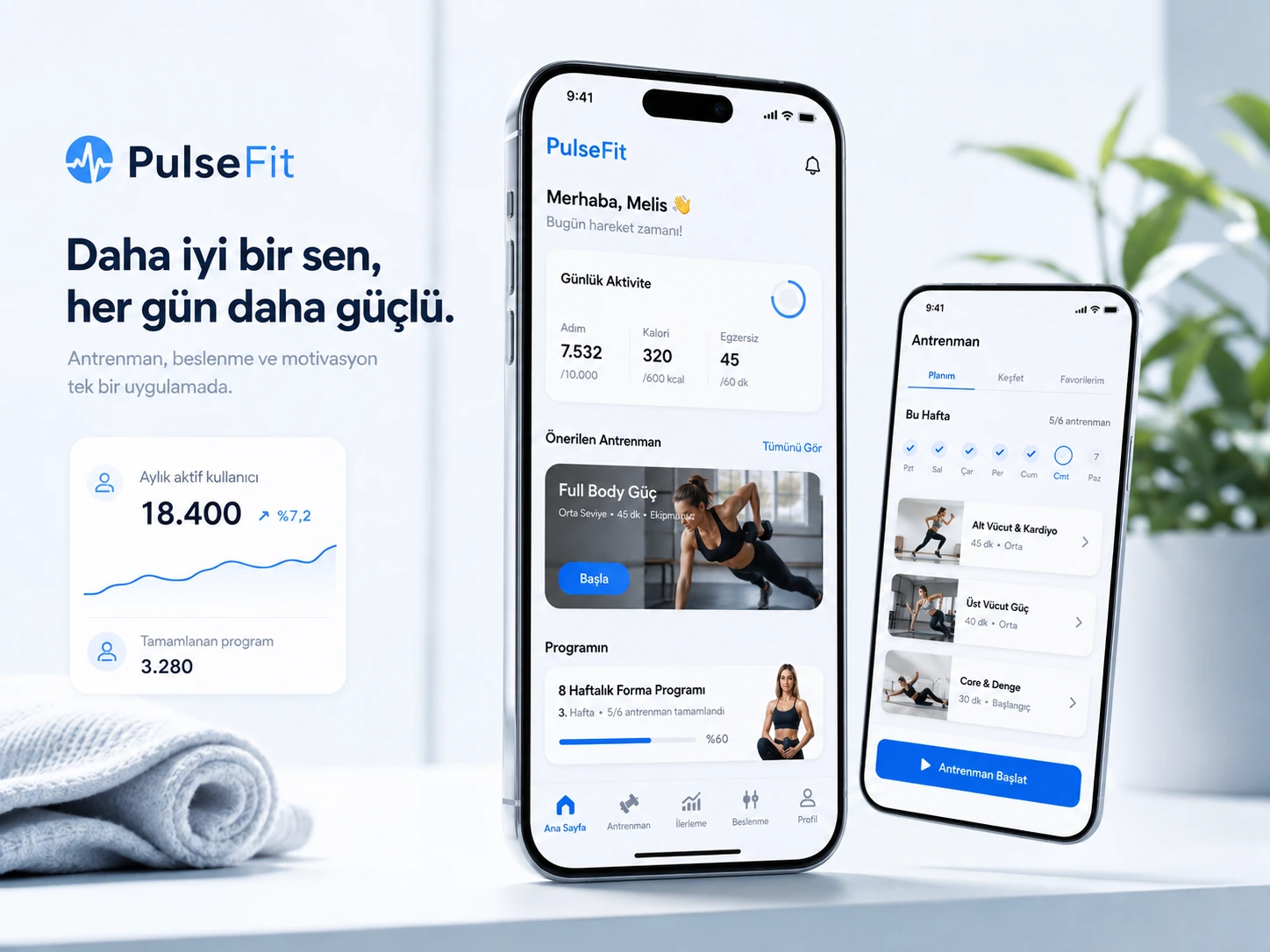 PulseFit fitness mobil uygulama görseli
